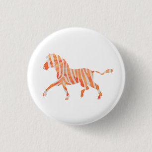 Zebra Orange and White Silhouette 3 Cm Round Badge