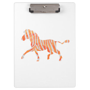Zebra Orange and White Silhouette Clipboard