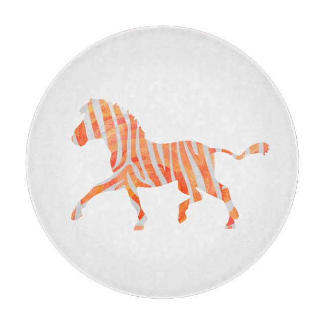Zebra Orange and White Silhouette Cutting Board (Front)