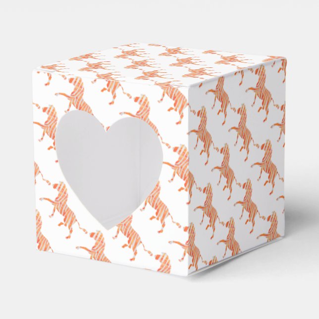 Zebra Orange and White Silhouette Favour Box (Front Side)