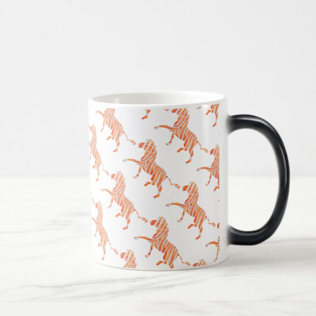 Zebra Orange and White Silhouette Magic Mug (Right)