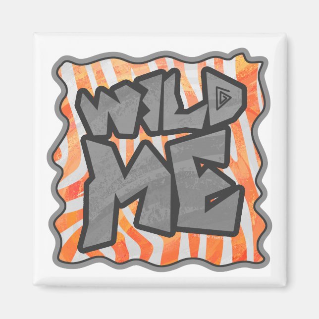 Zebra Orange and White Wild Me Magnet (Front)