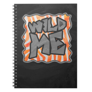 Zebra Orange and White Wild Me Spiral Notebook