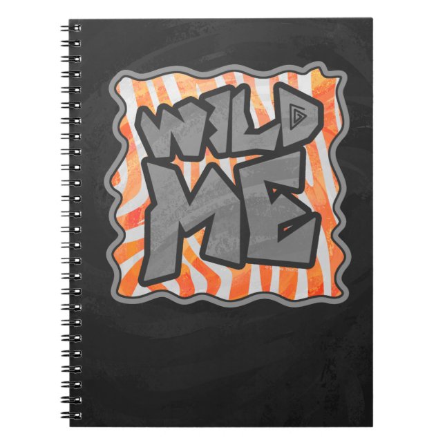 Zebra Orange and White Wild Me Spiral Notebook (Front)
