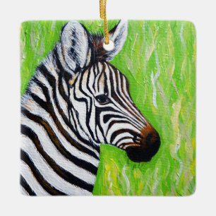 Zebra Painting Ceramic Ornament