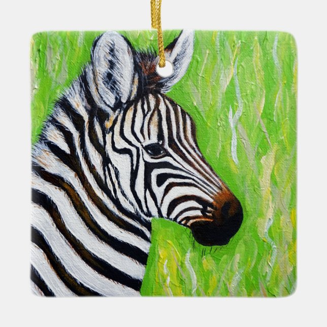 Zebra Painting Ceramic Ornament (Front)