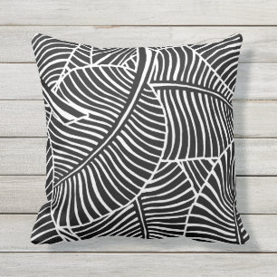 Zebra Palm Hawaiian Tropical Black and White Cushion