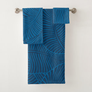 Zebra Palm Hawaiian Tropical Denim Blue Bath Towel Set