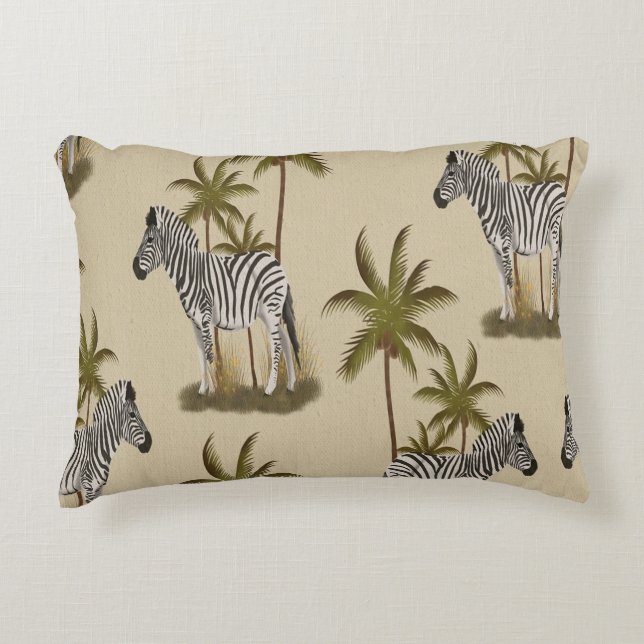 Zebra & Palm Trees  Decorative Cushion (Front)