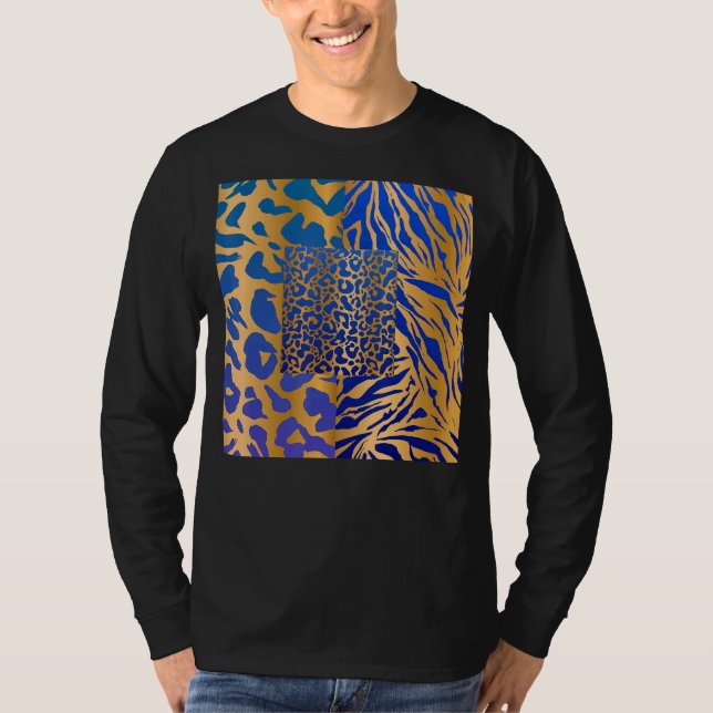 Zebra Panther Cheetah Animal Safari Print T-Shirt (Front)