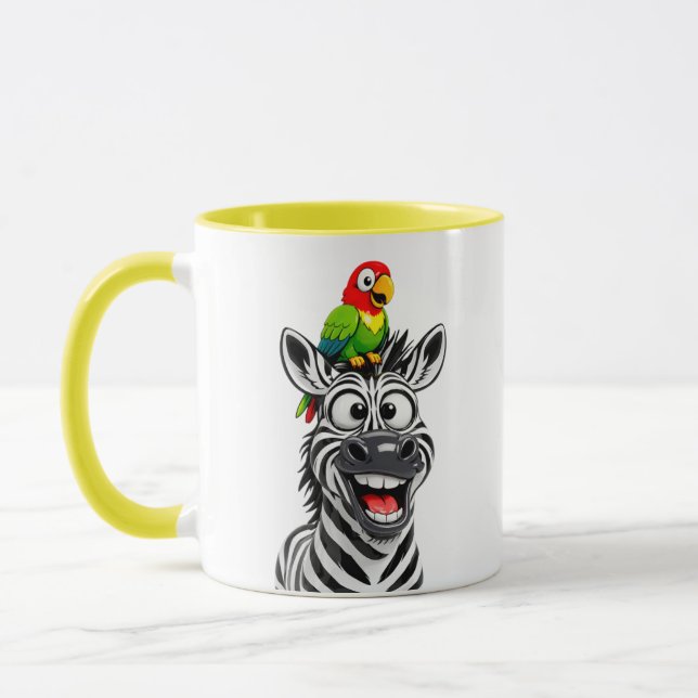 Zebra Parrot Cartoon Mug (Left)