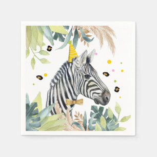 Zebra Party Animals Birthday Zoo Safari Napkin