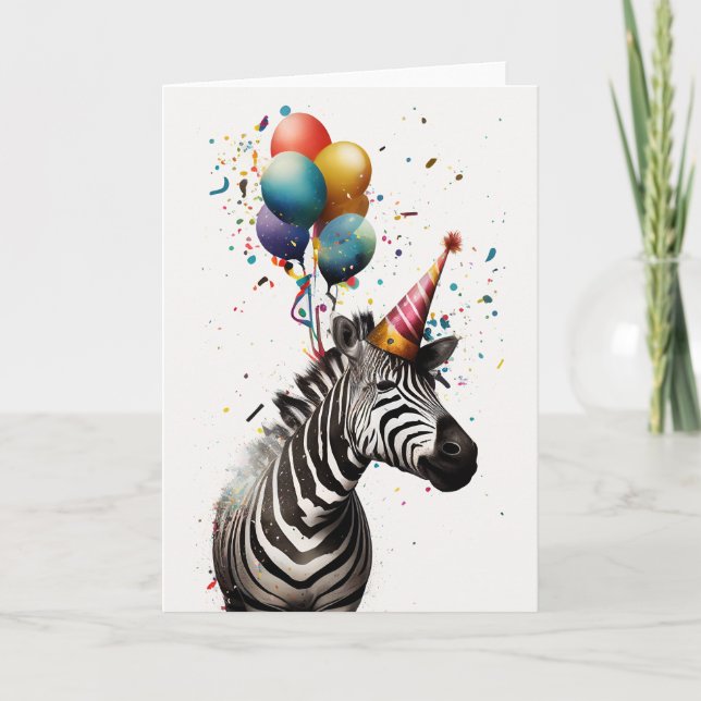 Zebra Party Greeting Card (Front)