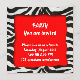 Zebra party invitation