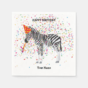 Zebra Partying - Animals at Birthday Party Napkin