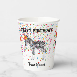 Zebra Partying - Animals at Birthday Party Paper Cups