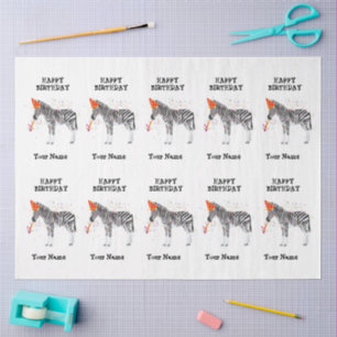 Zebra Partying - Animals at Birthday Party Tissue Paper