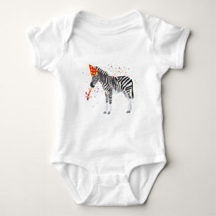 Zebra Partying - Animals Having a Party Baby Bodysuit