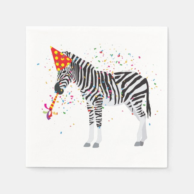 Zebra Partying - Animals Having a Party Napkin (Front)