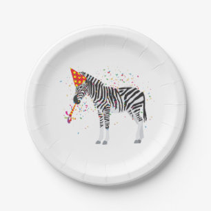 Zebra Partying - Animals Having a Party Paper Plate