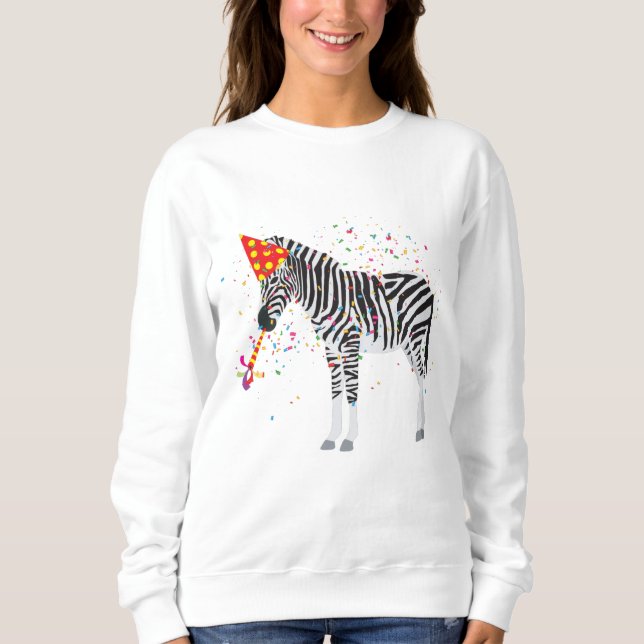 Zebra Partying - Animals Having a Party Sweatshirt (Front)