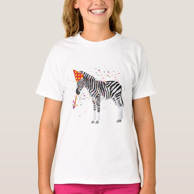 Zebra Partying - Animals Having a Party T-Shirt (Front)