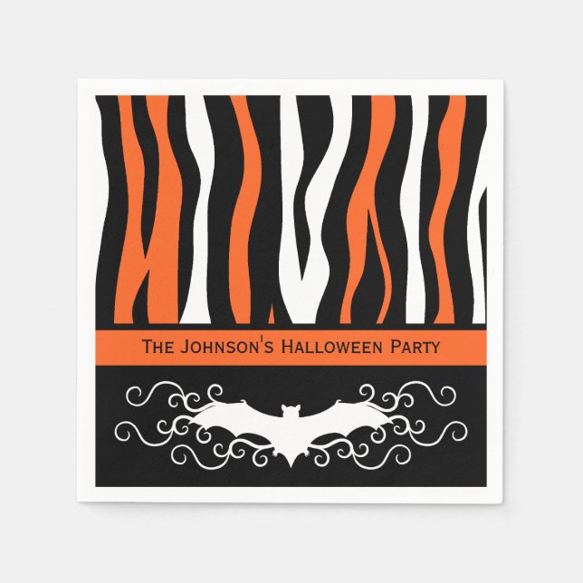 Zebra pattern and bat Halloween party Napkin (Front)