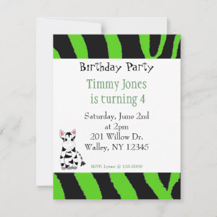 Zebra Pattern Birthday Invitation