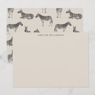Zebra Pattern Illustrated Personalised Stationery Card