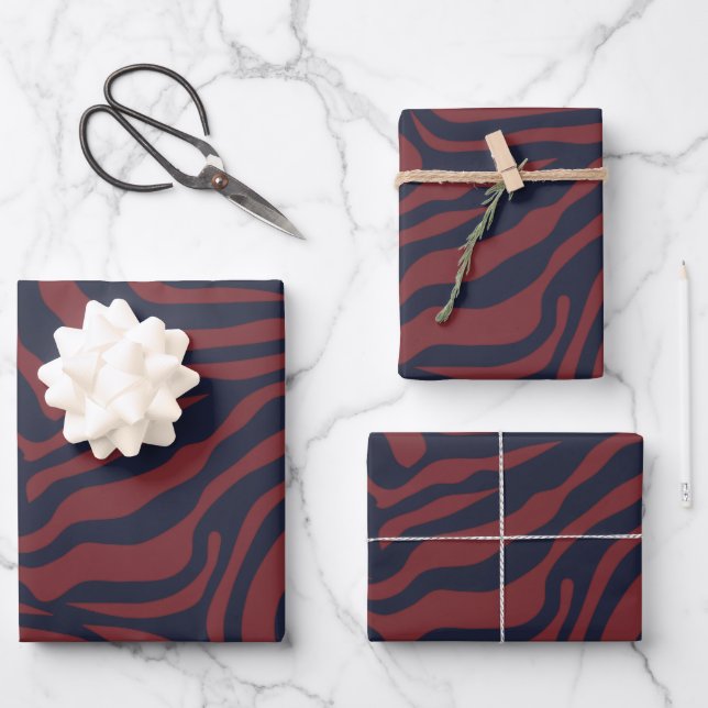 Zebra Pattern Modern Christmas Preppy Animal Print Wrapping Paper Sheet (Front)
