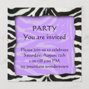Zebra pattern, modern party invitation