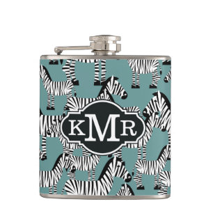 Zebra Pattern   Monogram Hip Flask