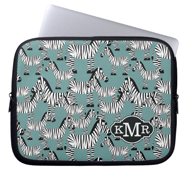 Zebra Pattern | Monogram Laptop Sleeve (Front)