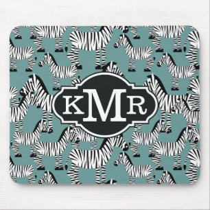 Zebra Pattern Monogram Mouse Pad