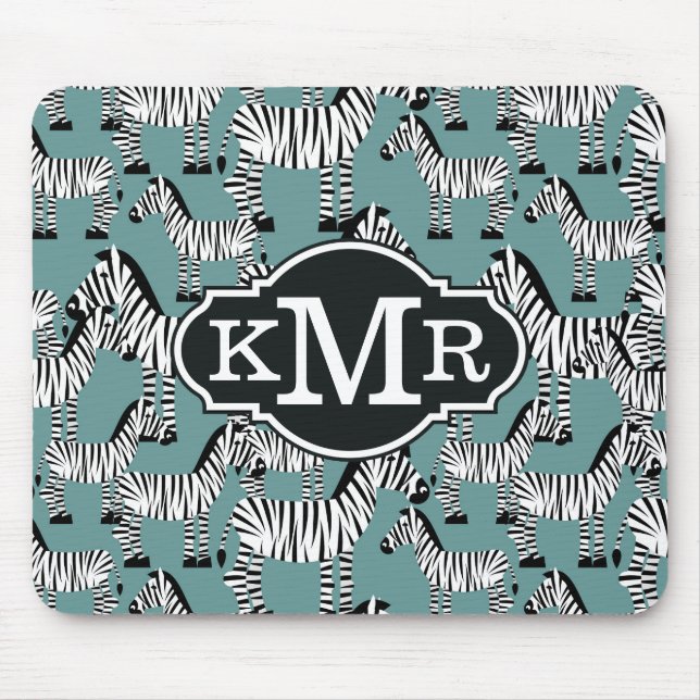 Zebra Pattern | Monogram Mouse Pad (Front)