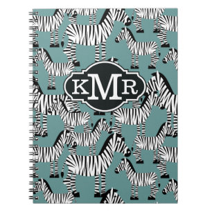 Zebra Pattern Monogram Spiral Notebook
