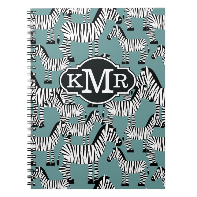 Zebra Pattern | Monogram Spiral Notebook (Front)
