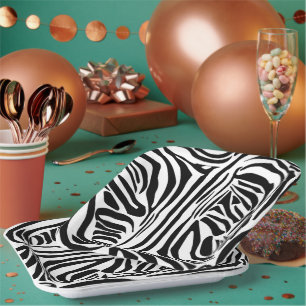 Zebra pattern paper plate