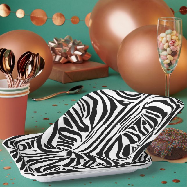 Zebra pattern paper plate (Multi)