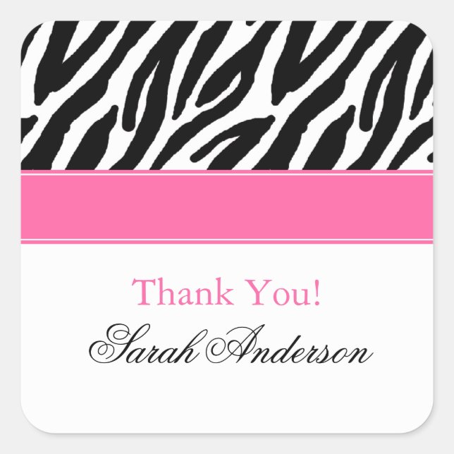 Zebra Pattern Personalised Square Sticker (Front)