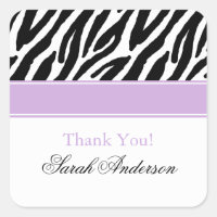 Zebra Pattern Personalised Square Sticker