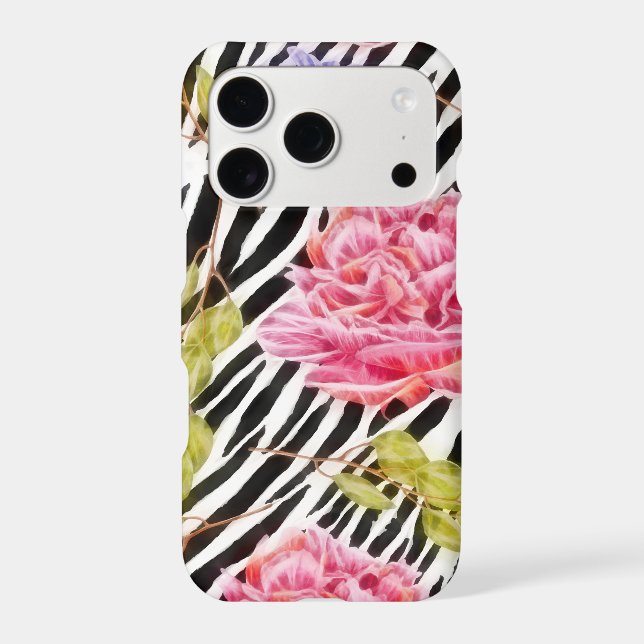 Zebra Pattern Pink Flowers and Stripes (Back)