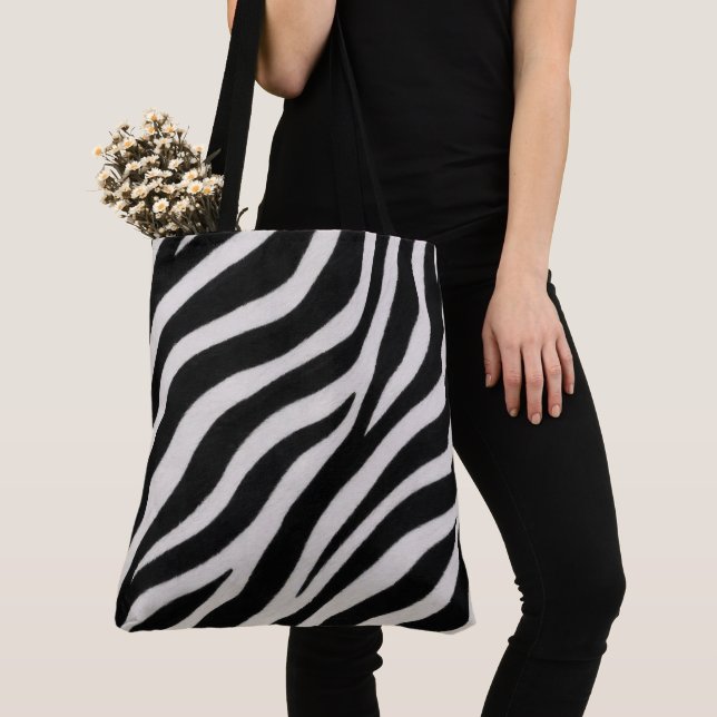 Zebra Pattern Stylish Everyday Carry Large Tote Bag (Close Up)
