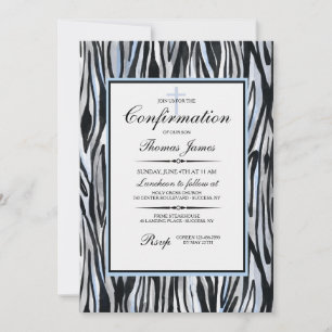 Zebra Pattern with Blue Invitation