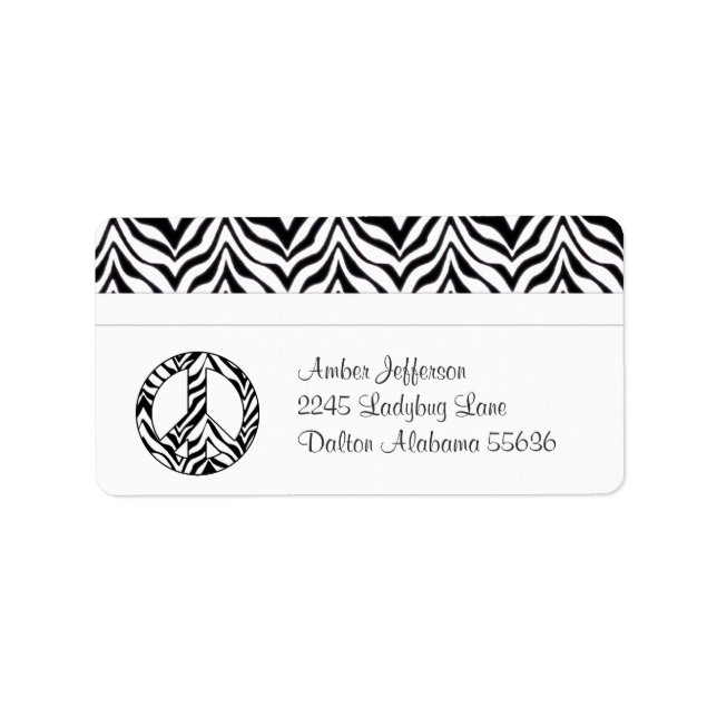 Zebra Peace Sign Address Labels (Front)