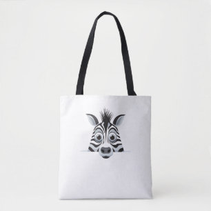 Zebra Peeking Cute Adorable Funny Animal Cartoon Tote Bag