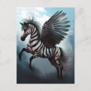 Zebra Pegasus Fantasy Art Postcard