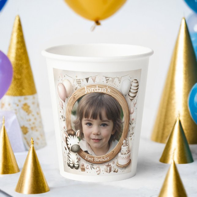 Zebra Photo Frame for Kids' Birthday Parties Paper Cups (Creator Uploaded)