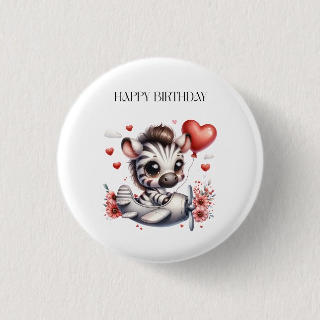Zebra Pilot Birthday 3 Cm Round Badge (Front)