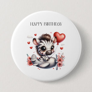Zebra Pilot Birthday 7.5 Cm Round Badge